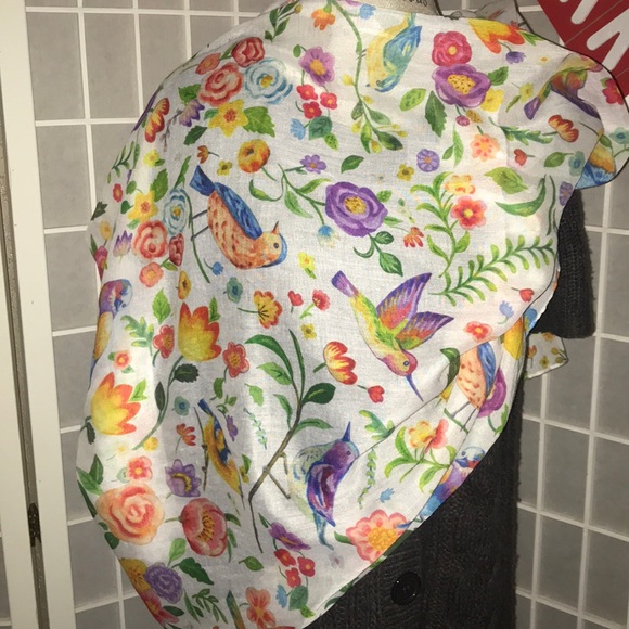 Hummingbirds, Song Birds Scarf-Lively Pattern - Picture 2 of 5